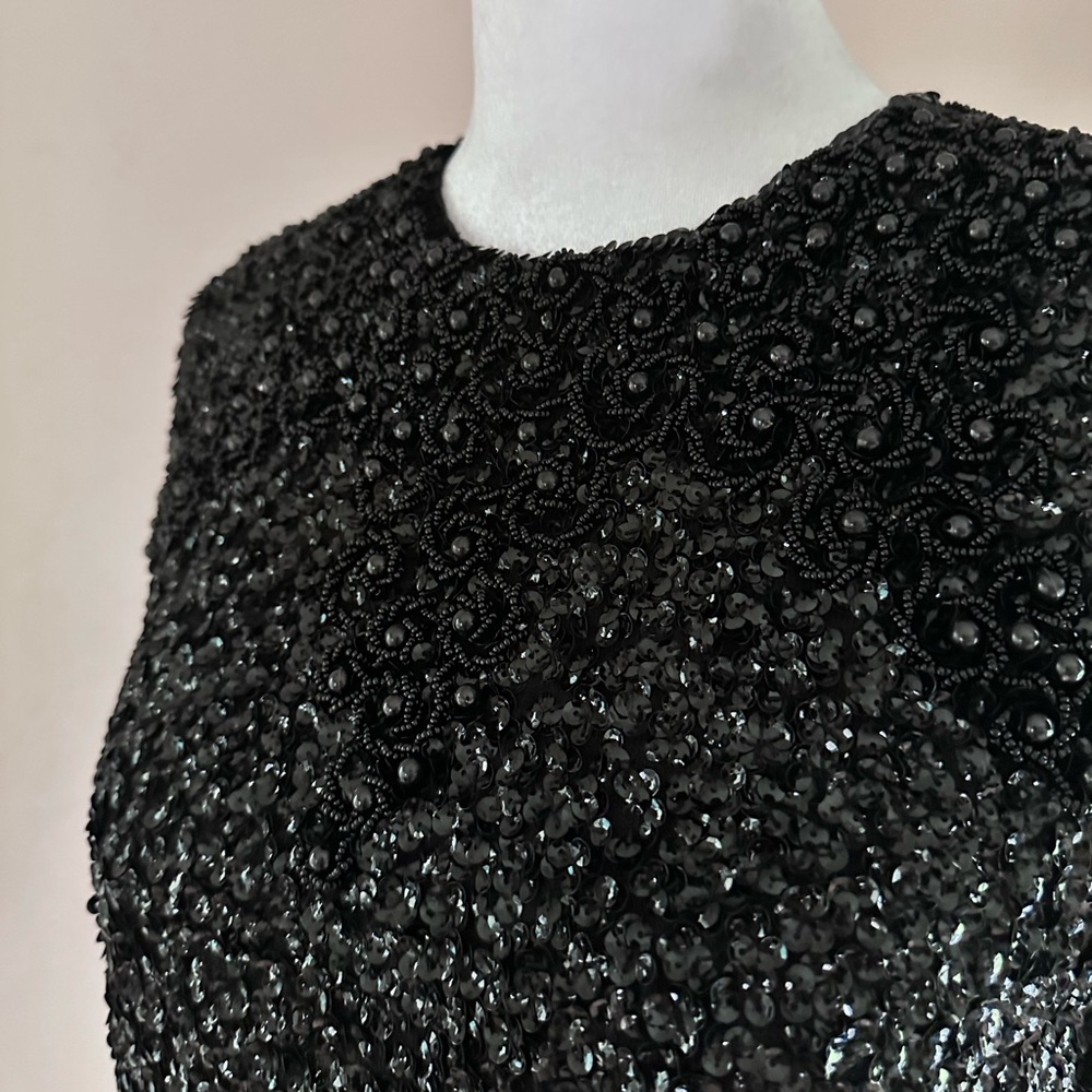 Vintage 1980s Yves Saint Laurent Beaded and Sequin Embellished Top 44 FR 12 US M - Picture 7 of 15